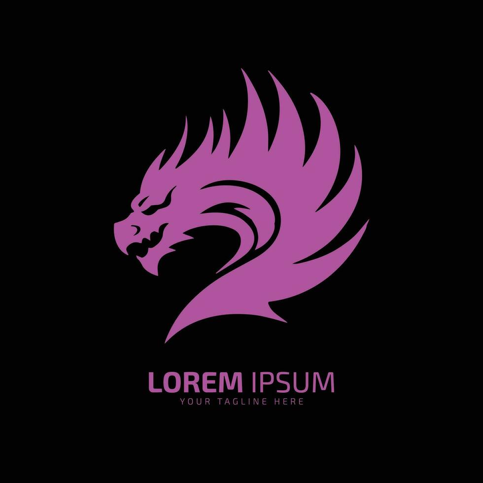 minimal och abstrakt logotyp av drake ikon vektor silhuett på svart bakgrund