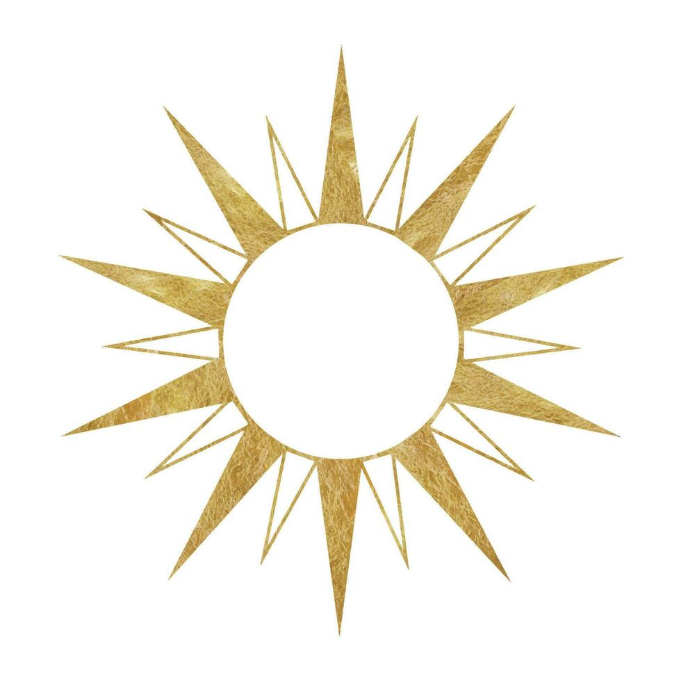 guld Sol. himmelsk Sol. esoterisk tecken och symboler. vattenfärg illustrationer på de ämne av astrologi och esoterism. isolerat. minimalistisk illustration för design, skriva ut, tyg eller bakgrund. vektor