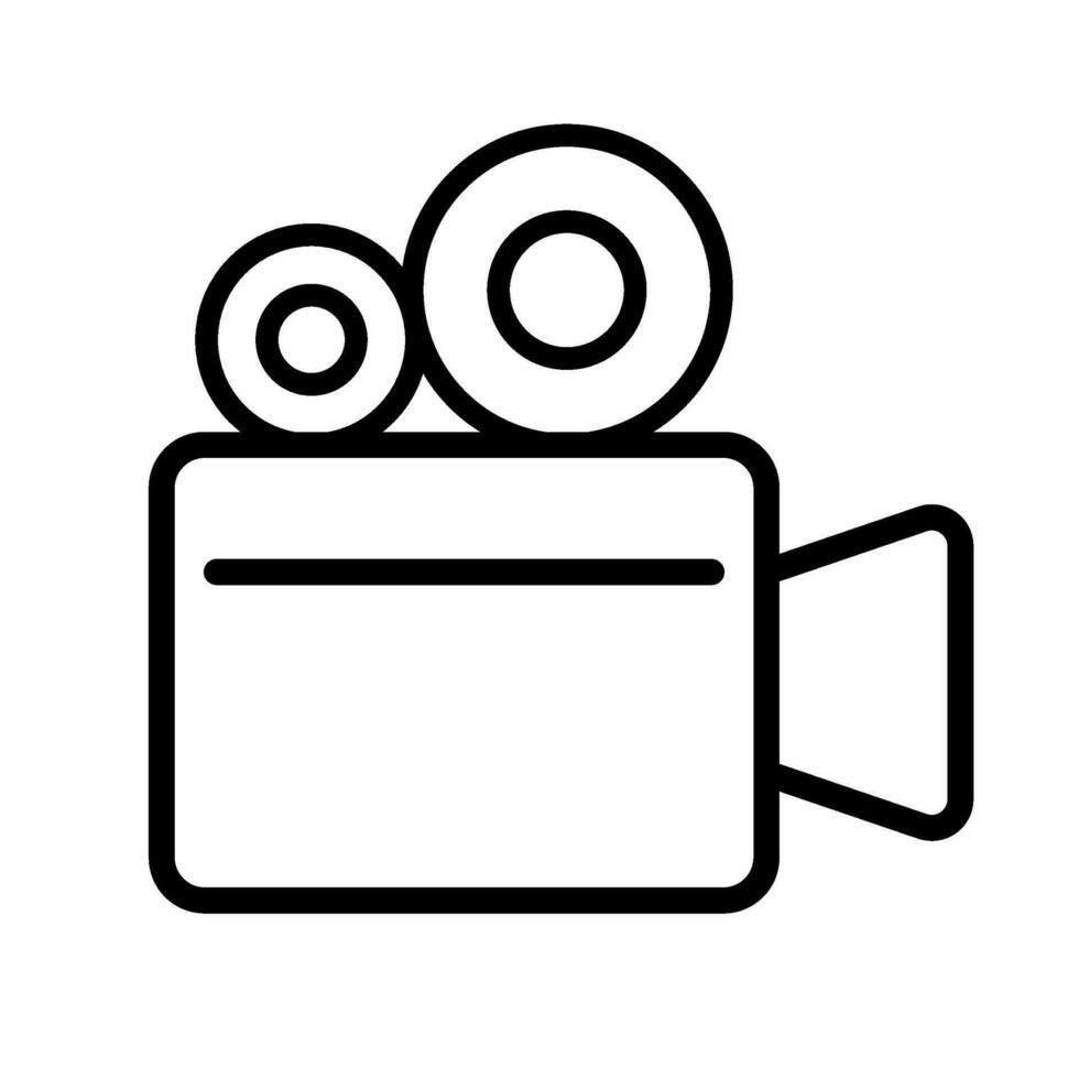 Video Kamera, Schießen Film auf Kamera Linie unterzeichnen. Camcorder Symbol. Vektor Gliederung Symbol