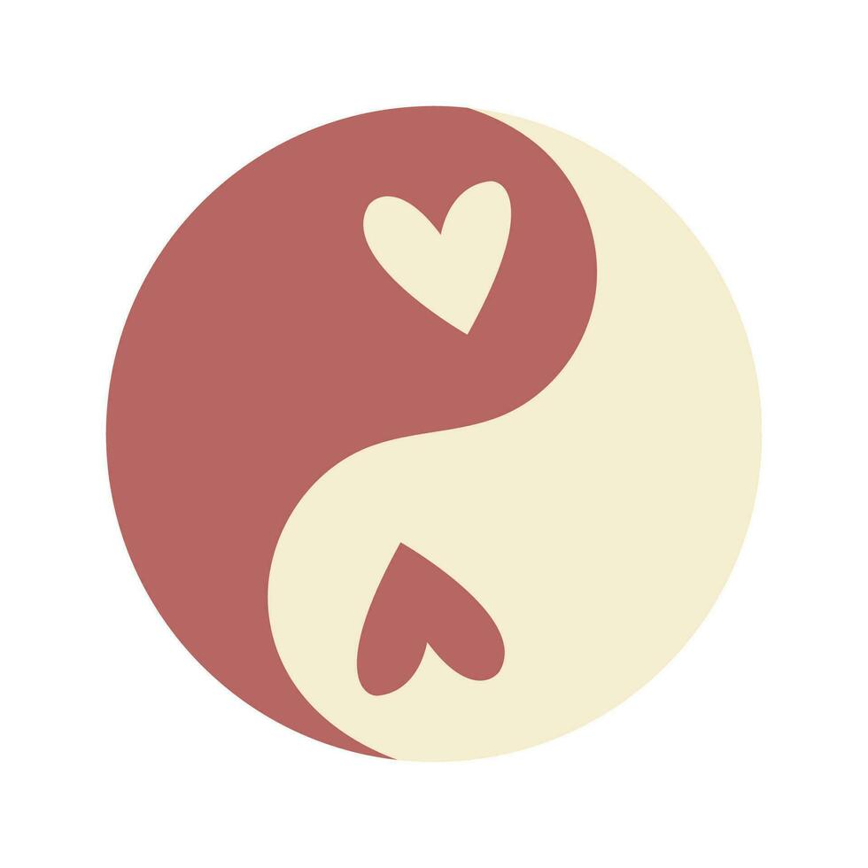 Yin Yang Symbol mit Liebe Symbol. vektor