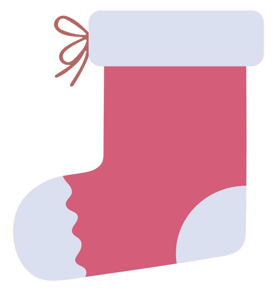 eben Stil rot Socke Symbol isoliert auf Weiß Hintergrund. Weihnachten und Neu Jahr Design Element. Weihnachten Socke Vektor Illustration. Emoji Clip Kunst Santa Klaus.