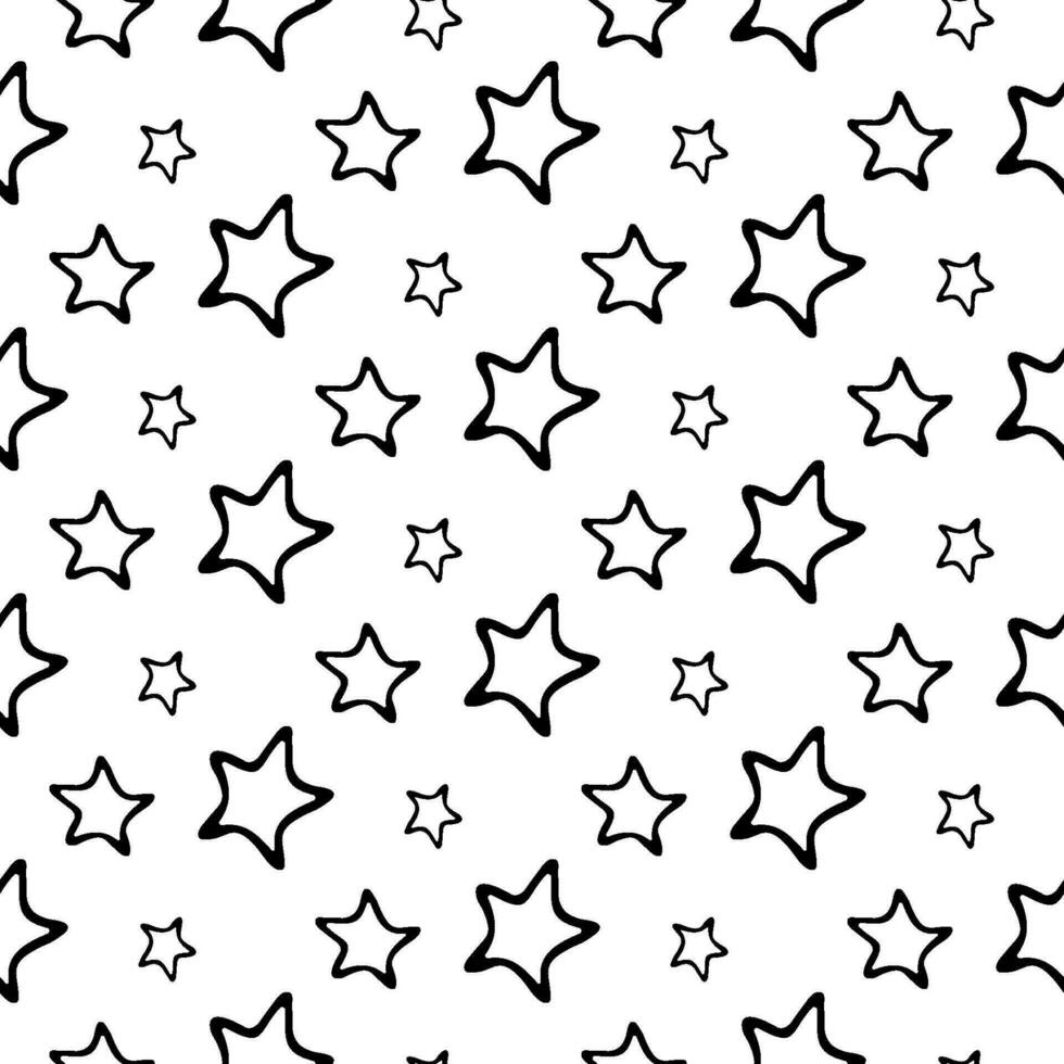 nahtlos Hintergrund mit Hand gezeichnet Sterne auf Weiß. Weihnachten oder Neu Jahr Muster. festlich wickeln vektor