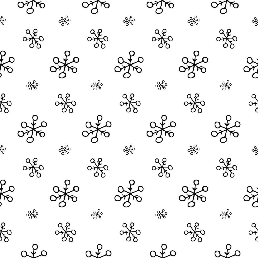 nahtlos Muster mit Hand gezeichnet Schneeflocken. Weihnachten und Neu Jahr Verpackung Papier. Hintergrund zum Karte vektor