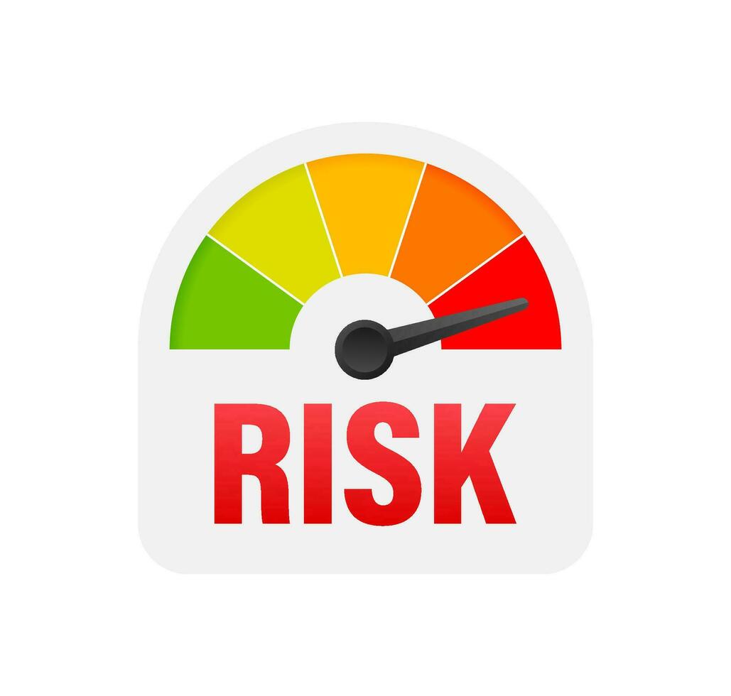risk ikon på hastighetsmätare. hög risk meter. vektor illustration