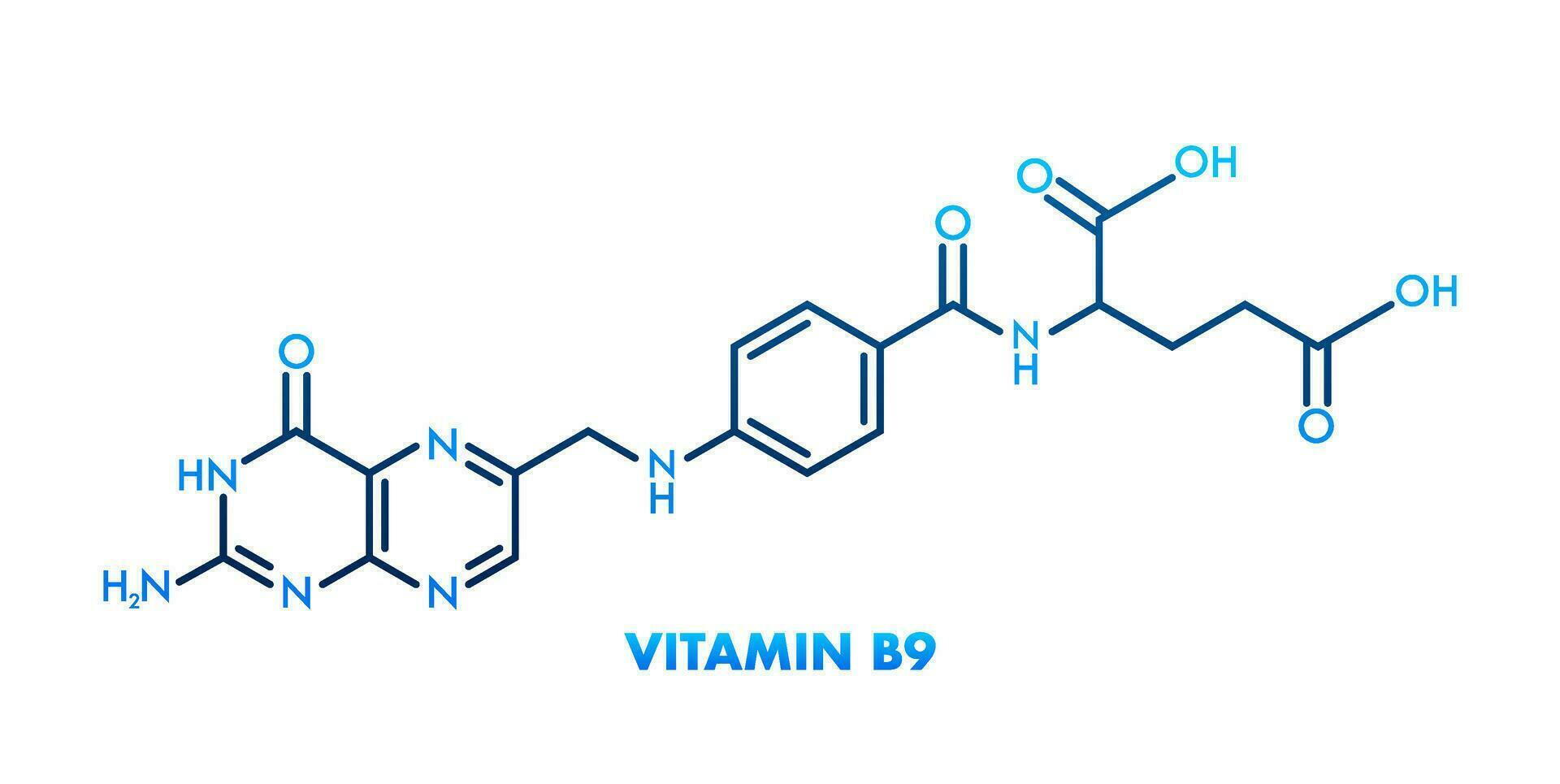 Vitamin b9 Formel. strukturell Formel von Vitamin b9. vektor