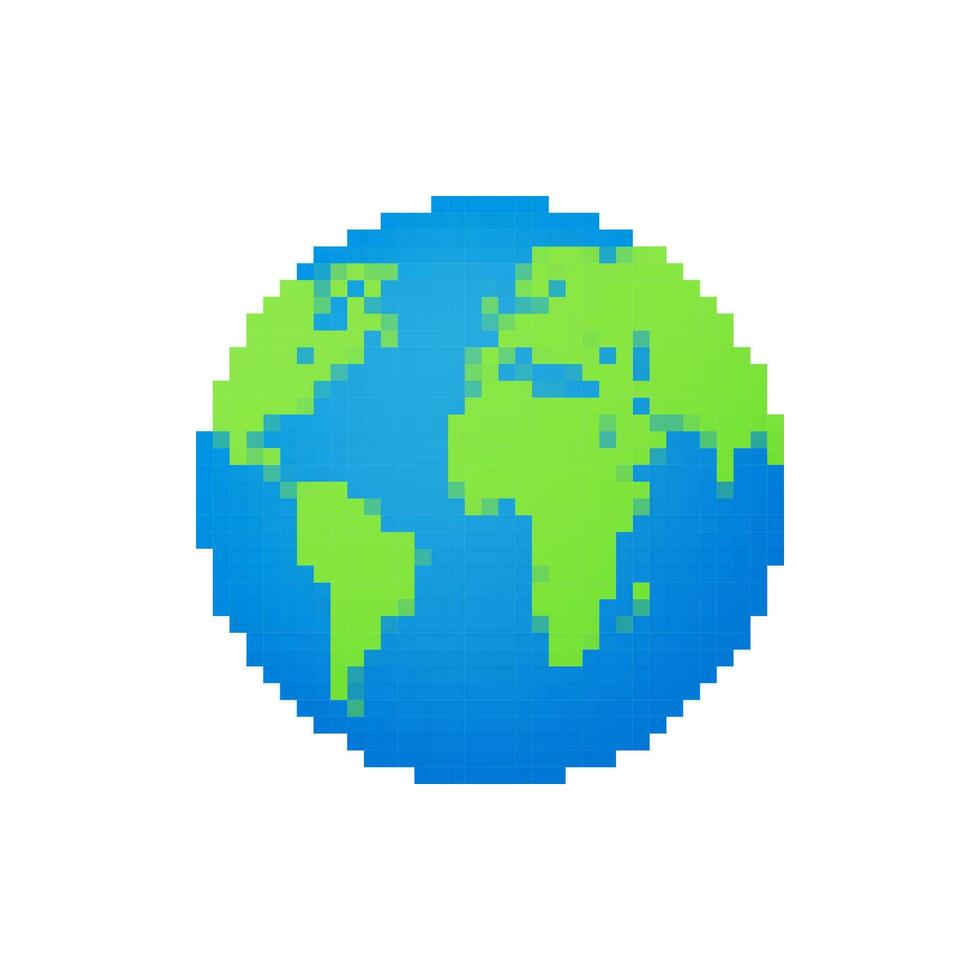 uppsättning jord kloten isolerat på vit bakgrund. pixel stil planet jord ikon. vektor stock illustration
