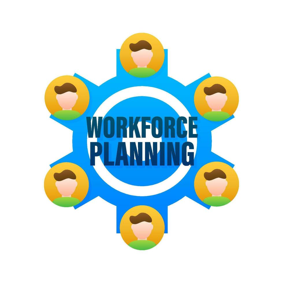 Belegschaft Planung im abstrakt Stil. Prozess Diagramm. 3d Symbol mit Belegschaft Planung zum Konzept Design vektor