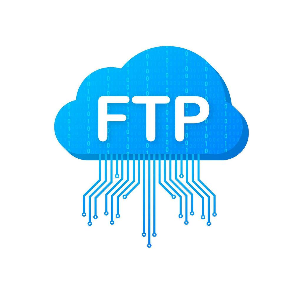 ftp Datei Transfer Symbol. ftp Technologie Symbol. Transfer Daten zu Server. Vektor Illustration