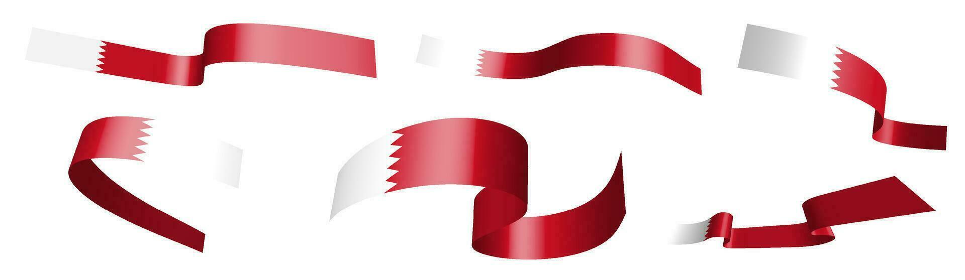 einstellen von Urlaub Bänder. Bahrain Flagge winken im Wind. Trennung in niedriger und Oberer, höher Lagen. Design Element. Vektor auf Weiß Hintergrund
