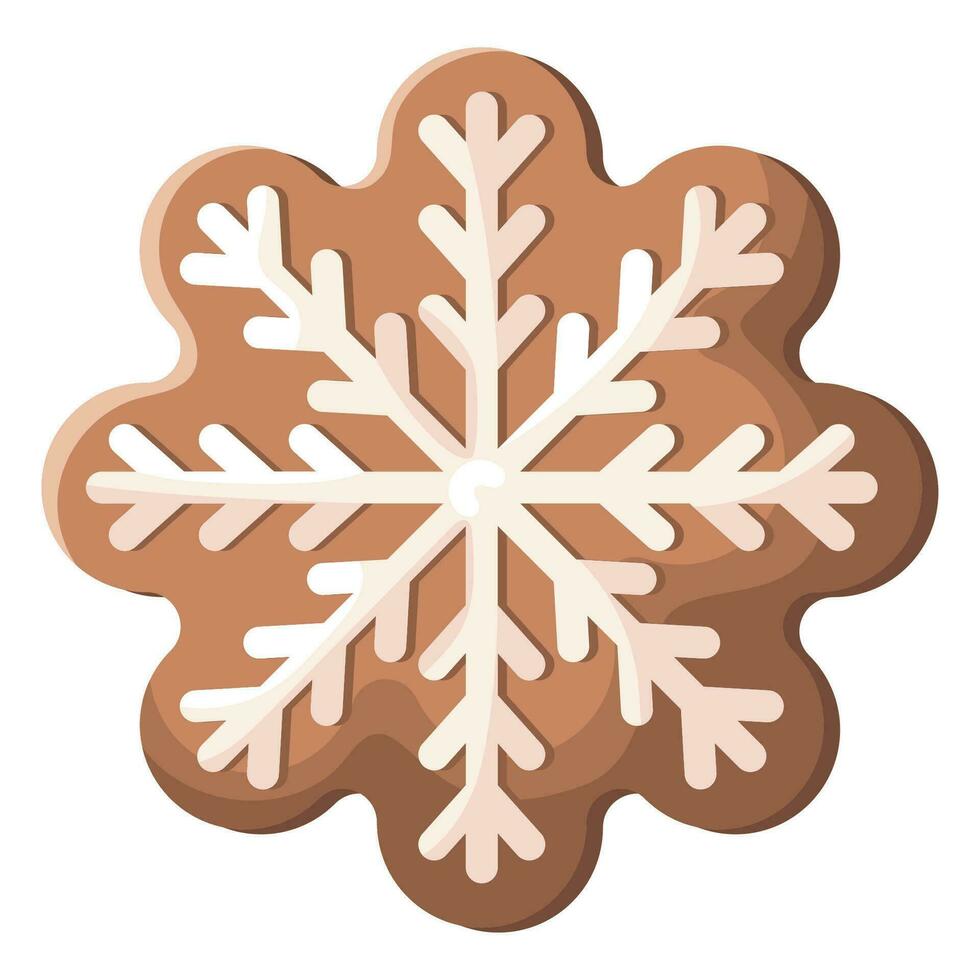 Lebkuchen Kekse. Winter hausgemacht Süss im gestalten von Schneeflocke. Karikatur Vektor Illustration