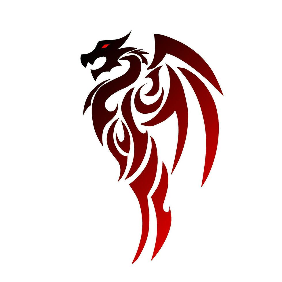 grafisk vektor illustration av stam- konst tatuering logotyp symbol av en drake med två vingar