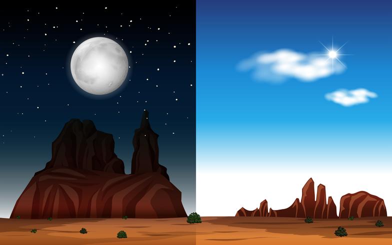 Wüsten Tag und Nacht Szene vektor