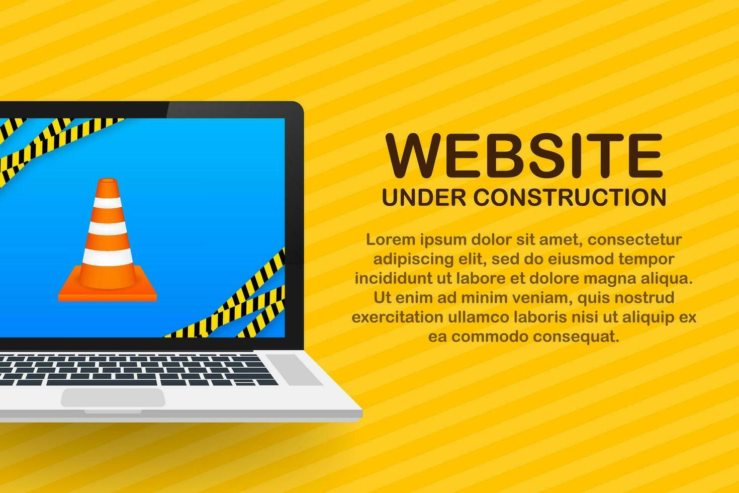 Webseite unter Konstruktion Zeichen auf Laptop. Vektor Illustration zum Webseite