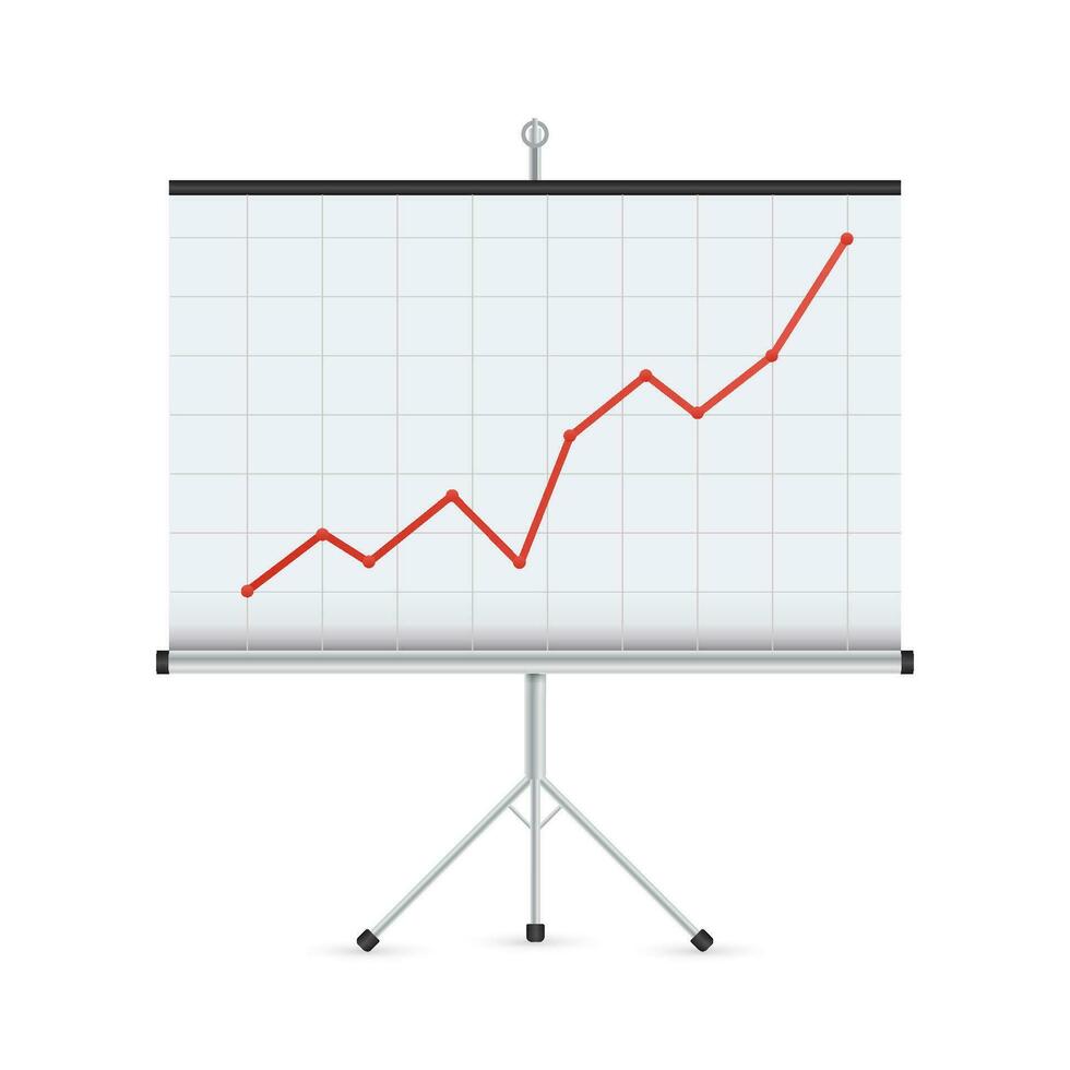 Beamer Bildschirm mit Geschäft Diagramm Graph. Vektor Lager Illustration