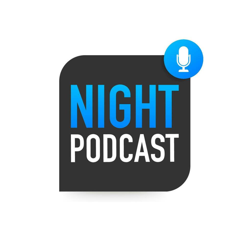 Nacht Podcast Symbol, Vektor Symbol im eben isometrisch Stil isoliert auf Farbe Hintergrund. Vektor Lager Illustration.