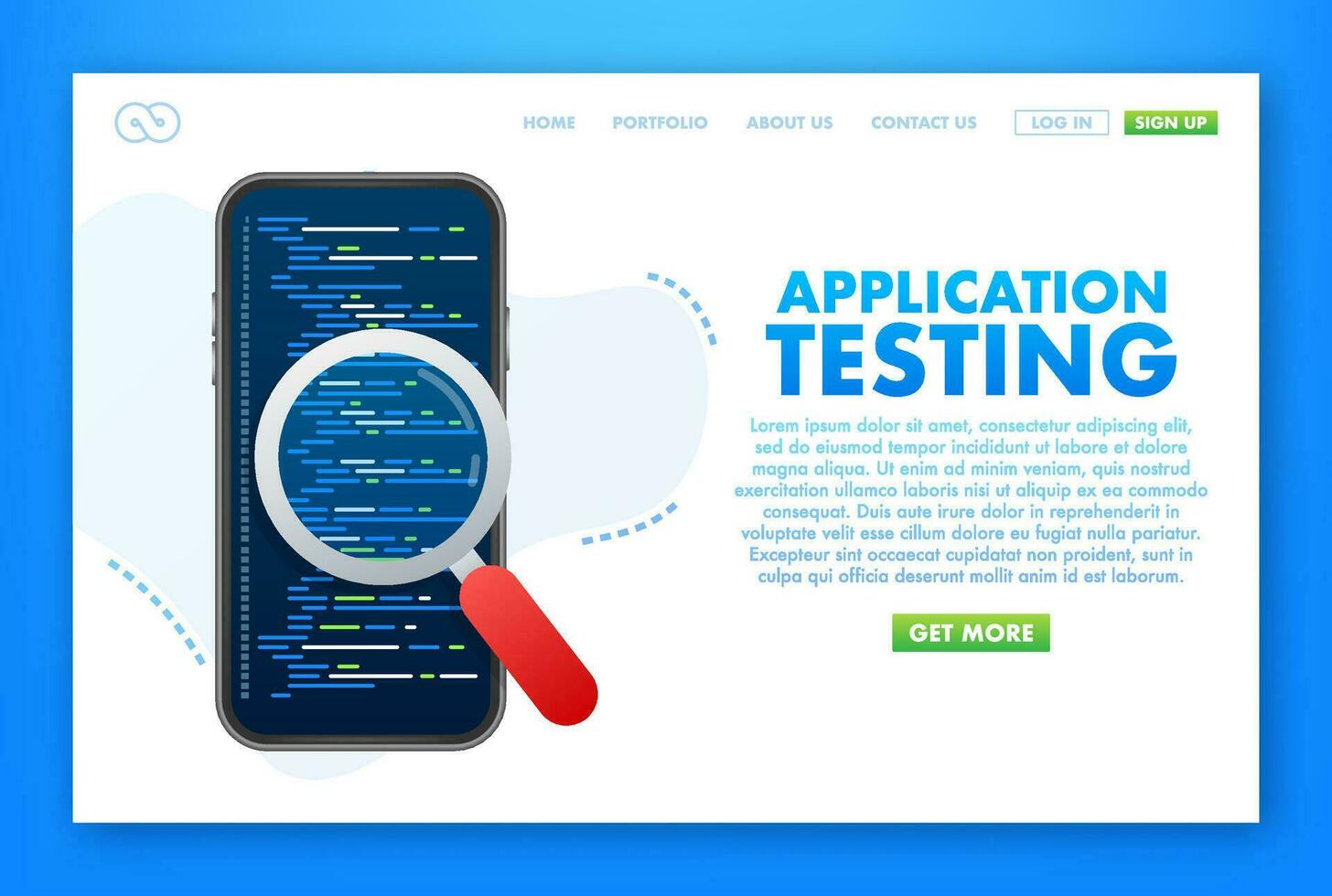 Anwendung testen. testen Software Entwicklung. Vektor Lager Illustration
