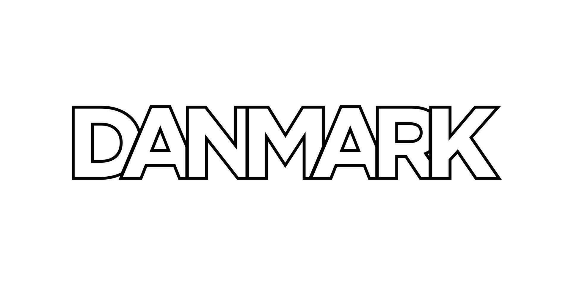 Danmark emblem. de design funktioner en geometrisk stil, vektor illustration med djärv typografi i en modern font. de grafisk slogan text.