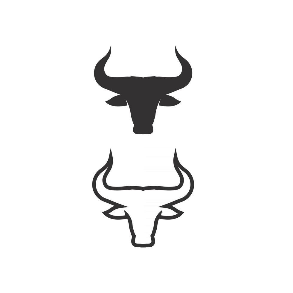 Stier und Büffelkopf Kuh Logo Design Vektor Tierhorn