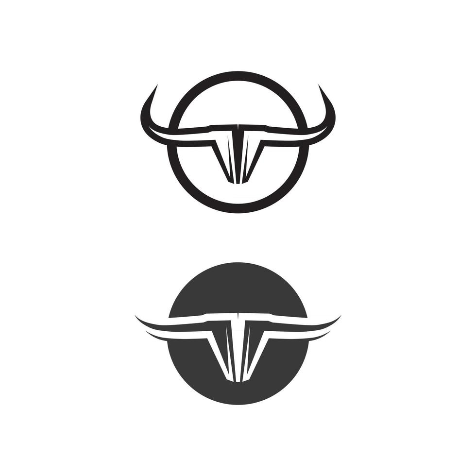 Stier und Büffelkopf Kuh Logo Design Vektor Tierhorn