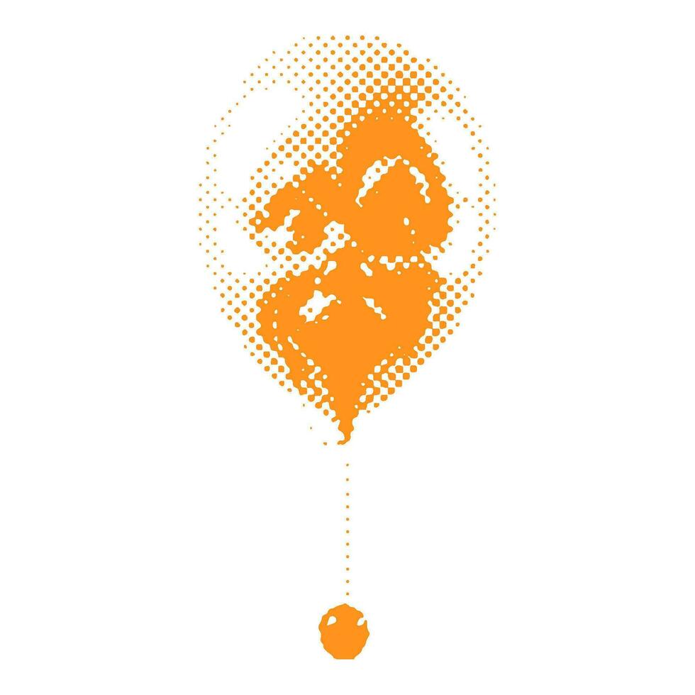 ballong med skrämmande clown ansikte - halloween halvton prickad realistisk ClipArt. offset textur årgång illustration i 90s grunge stil vektor