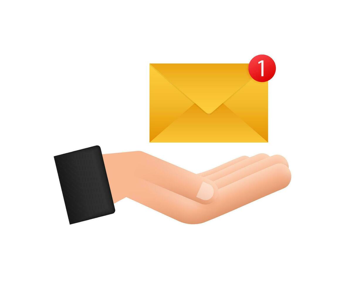 Email Benachrichtigung Konzept mit Hände. Neu Email. Vektor Illustration
