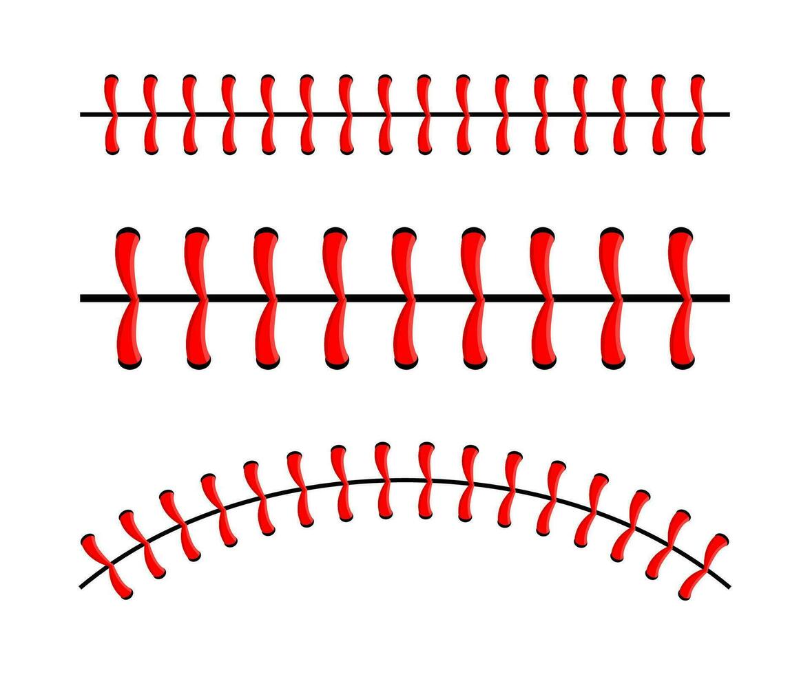 baseboll boll stygn, röd spets söm isolerat på bakgrund vektor