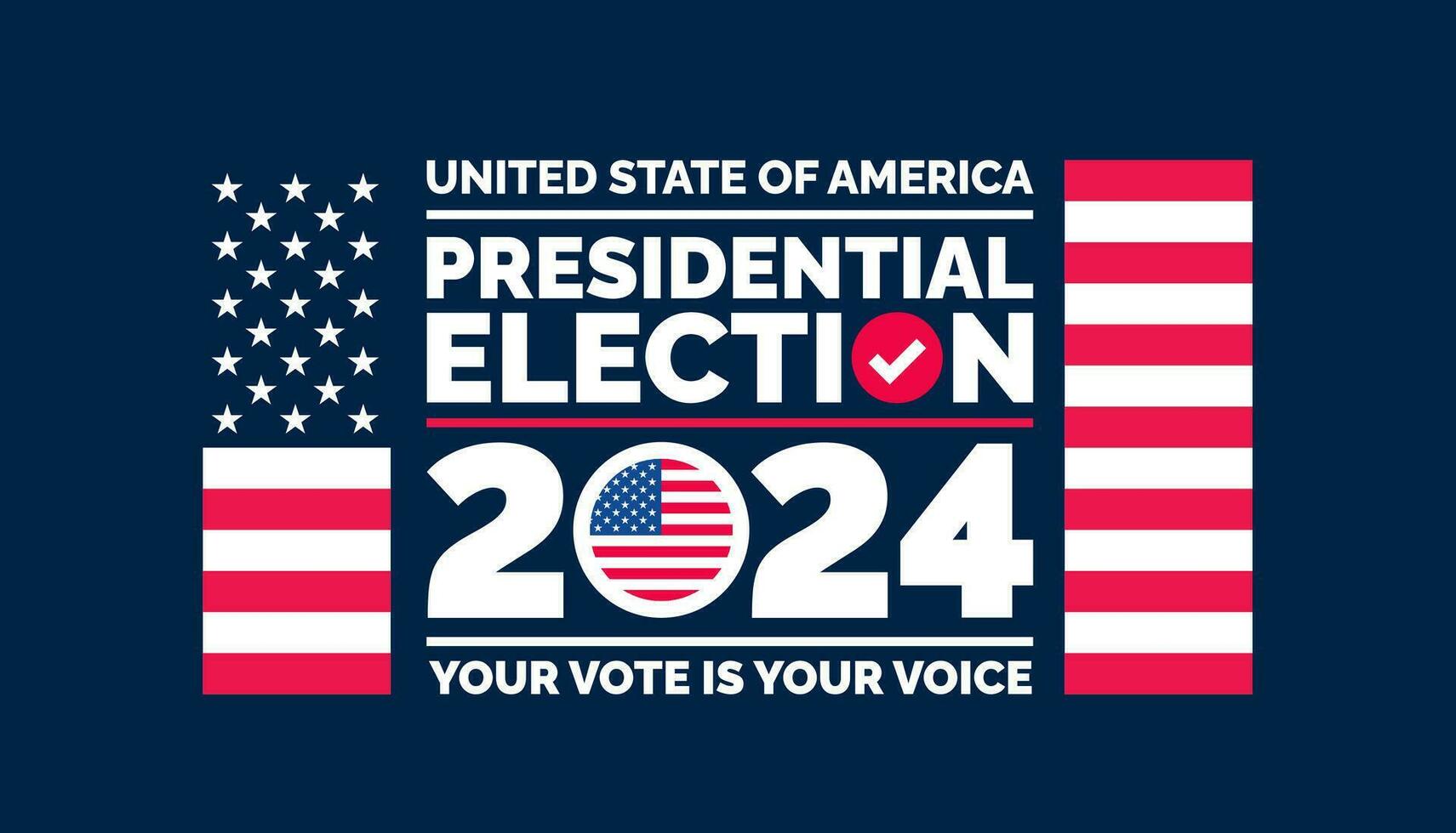 Präsidentschaftswahl Wahl 2024 Hintergrund Design Vorlage mit USA Flagge. Abstimmung im USA Flagge Banner Design. Wahl Wählen Poster. Präsident Wählen 2024. politisch Wahl 2024 Kampagne Hintergrund. vektor