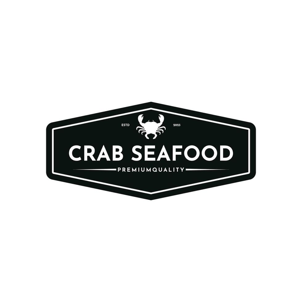 Krabbe Meeresfrüchte Logo Design Jahrgang retro Briefmarke zum Ihre Restaurant Geschäft vektor