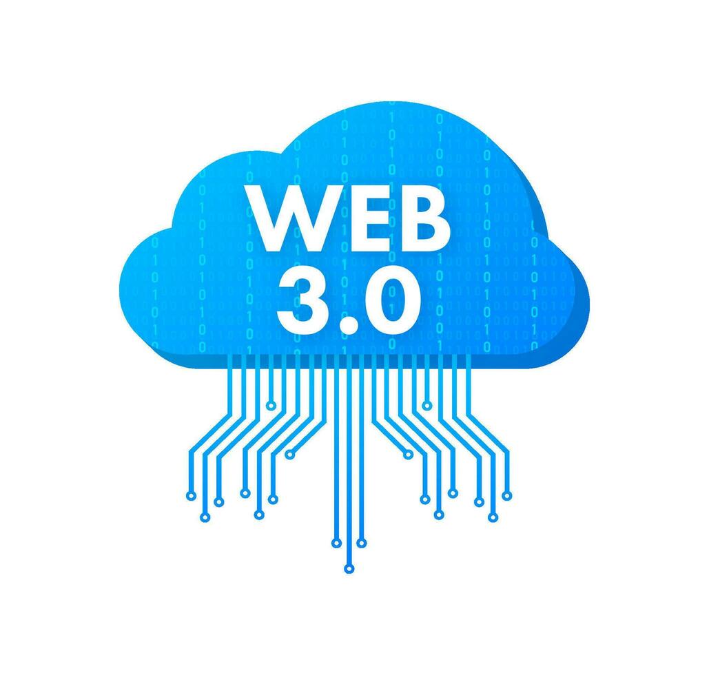 webb 3.0 teknologi för webb design. internet blockchain teknologi. nft begrepp. vektor stock illustration