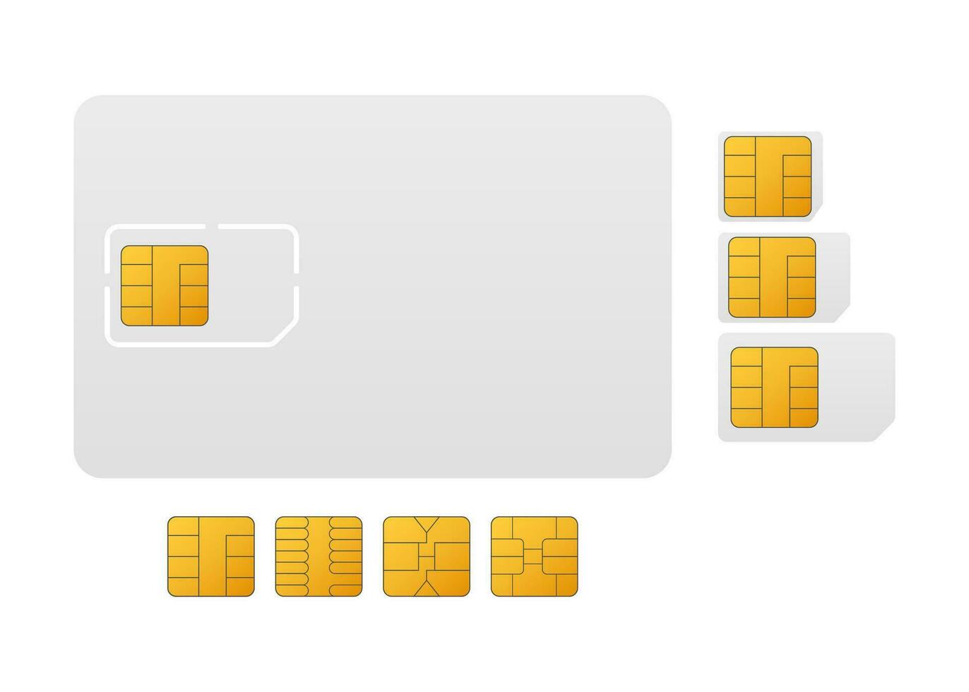 Handy, Mobiltelefon zellular Telefon sim Karte Chip isoliert auf Hintergrund. Vektor Lager Illustration