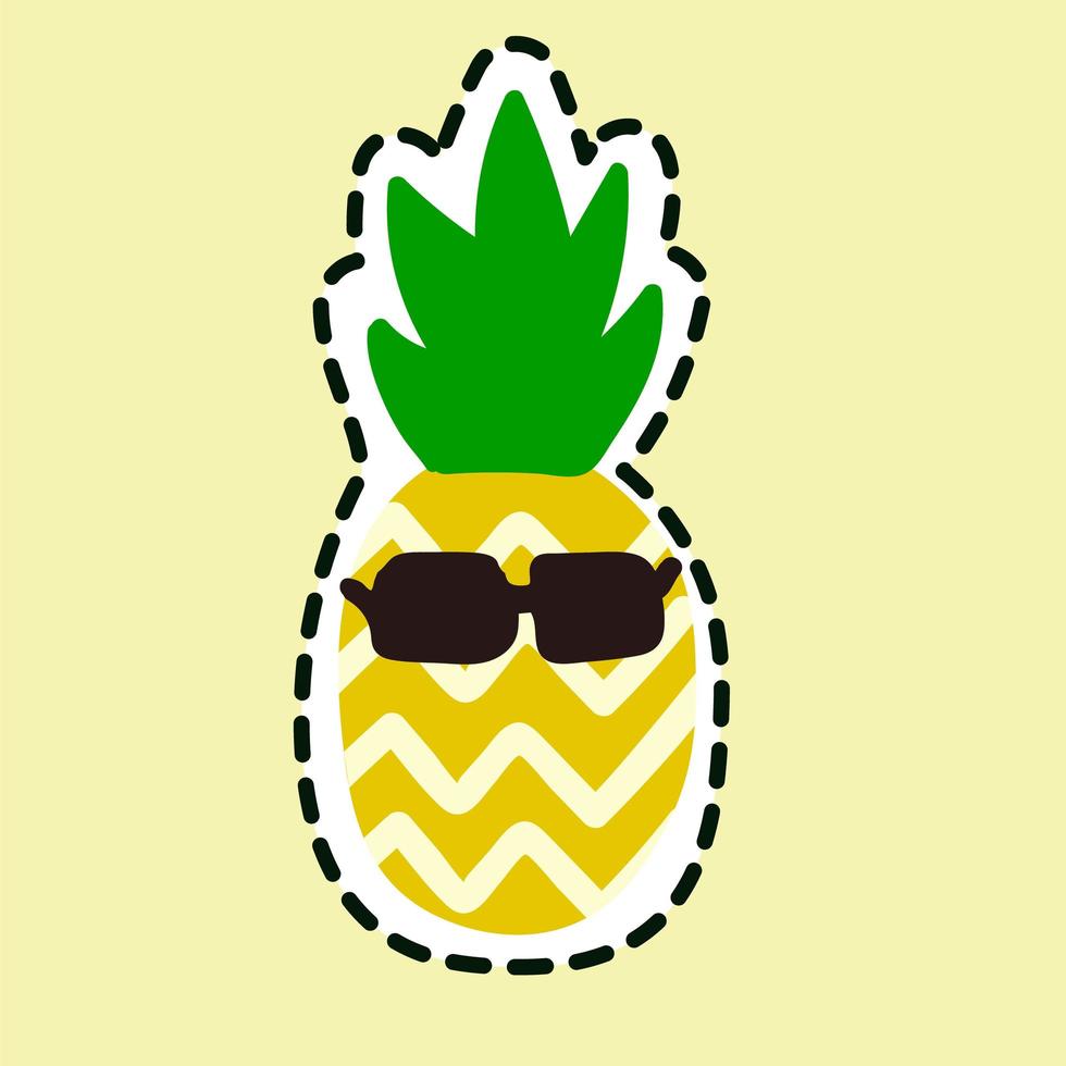 ananas i solglasögon ikon isolerad på gul bakgrund vektor