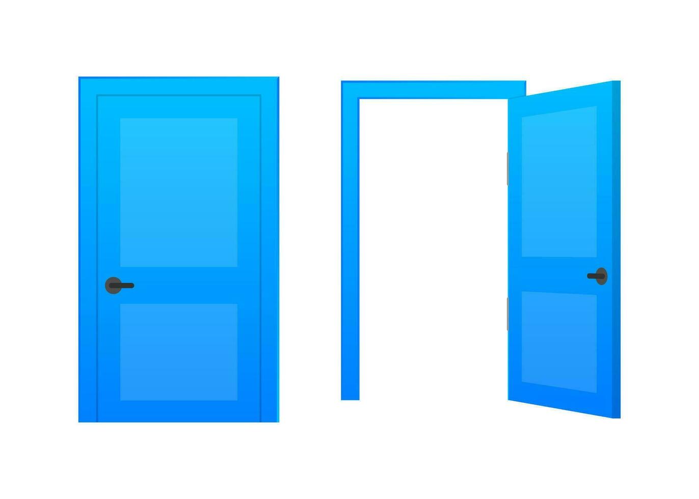öppen slutet stängd dörr. interiör design. företag begrepp. främre se. Hem kontor begrepp. företag Framgång. vektor
