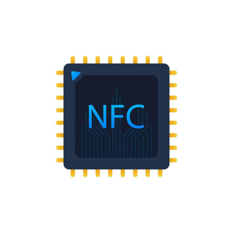 nfc processor ikon. nfc chip. nära fält kommunikation. vektor stock illustration