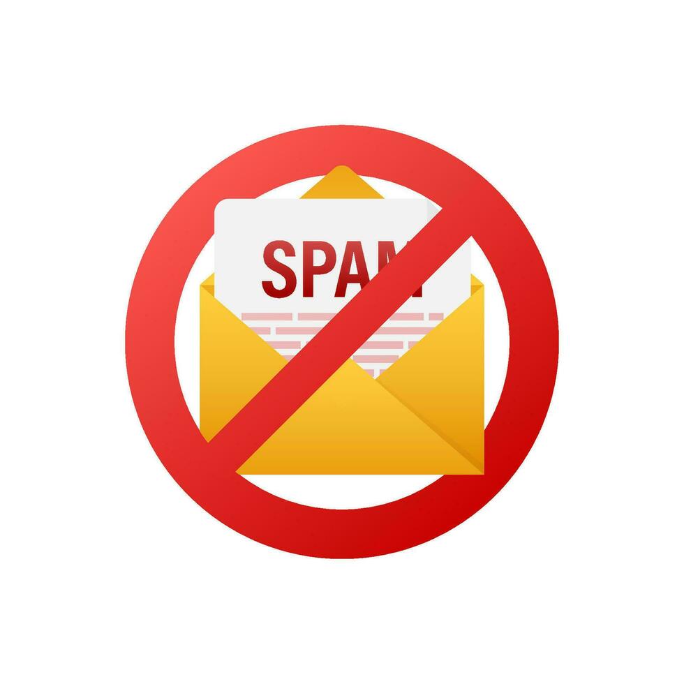 Nein Spam Symbol. Email Briefumschlag Symbol Symbol Vektor Illustration. Botschaft Symbol