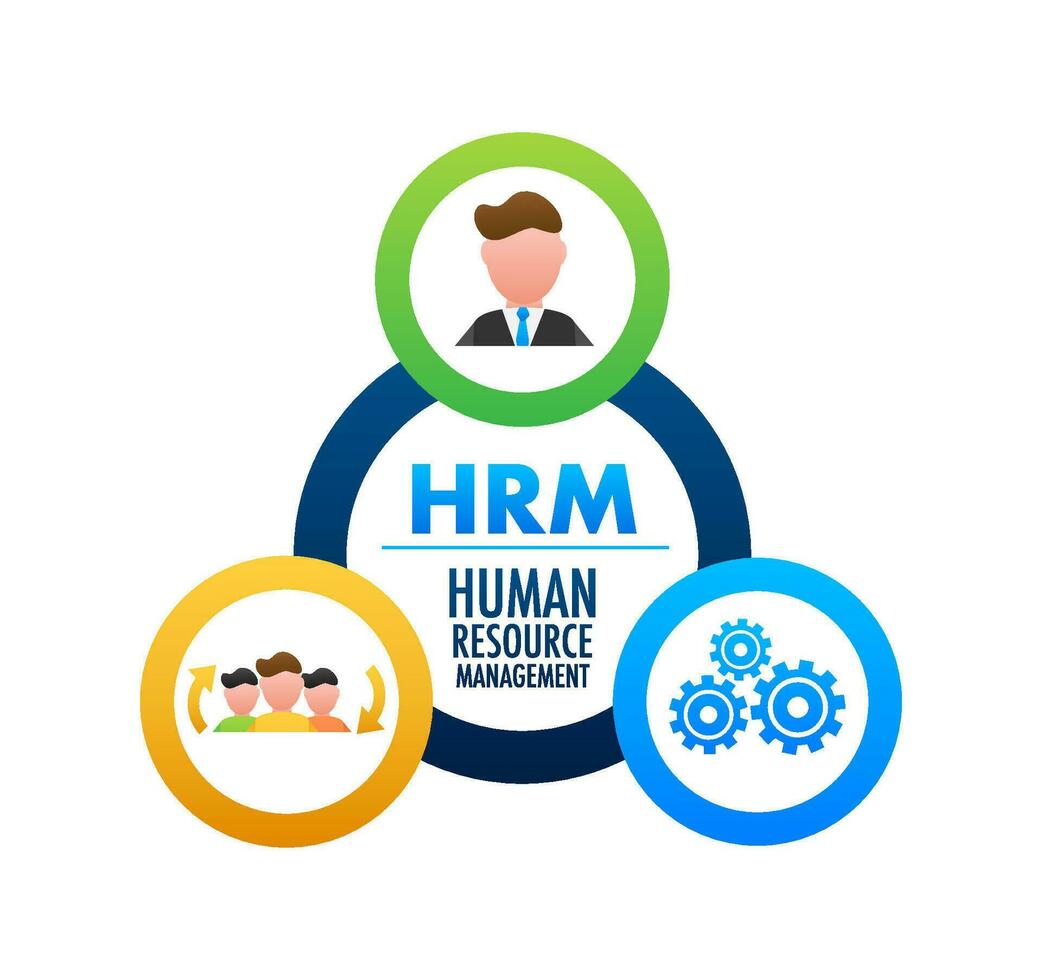 hrm mänsklig resurs förvaltning ikon, märka bricka. vektor stock illustration