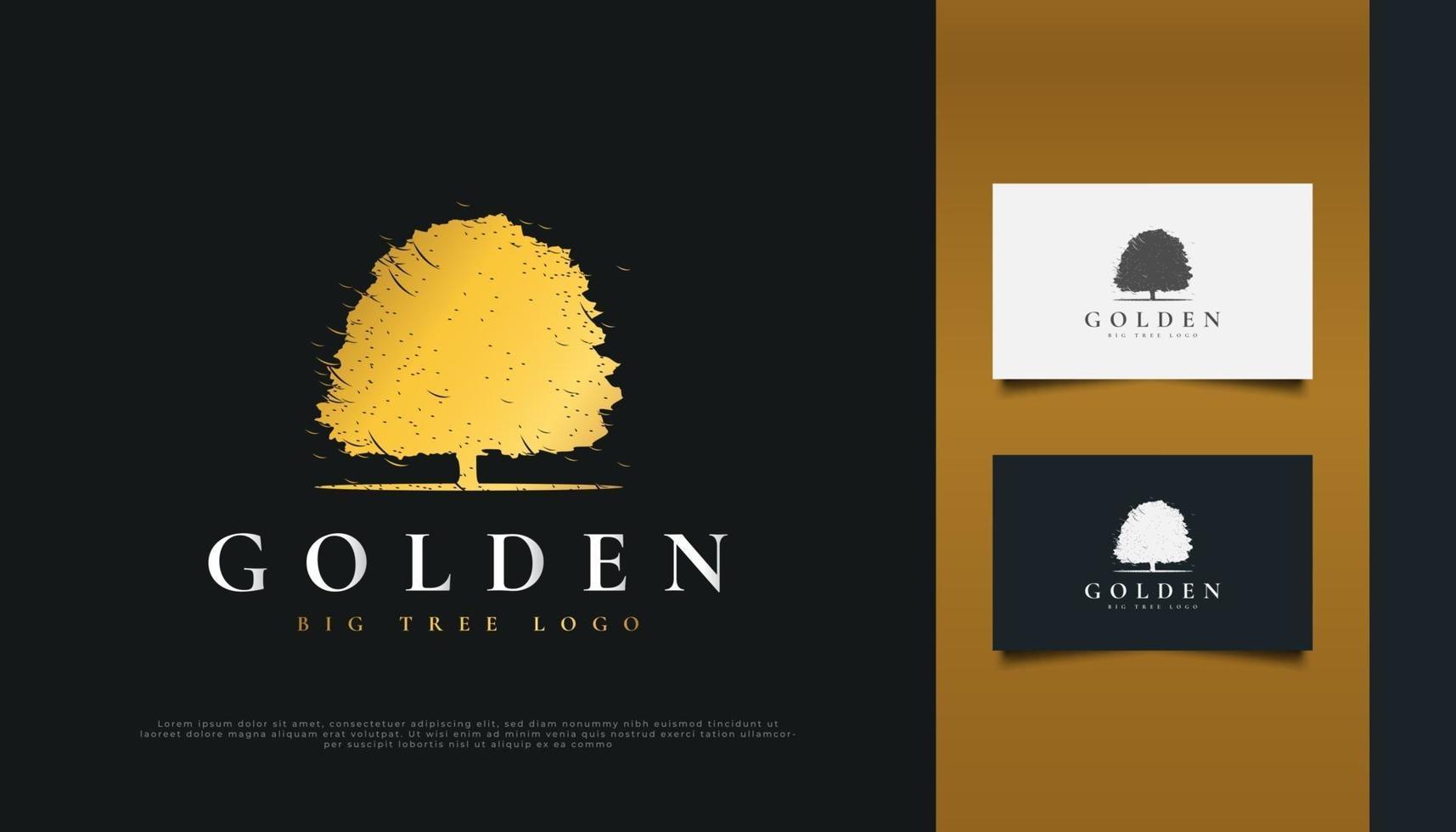 stora gyllene träd logo design vektor