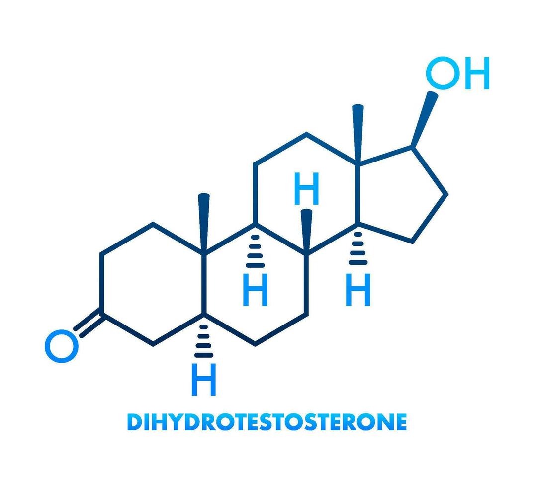 Dihydrotestosteron dht, Androstanolon, Stanolon Hormon Molekül. Skelett- Formel Vektor Illustration