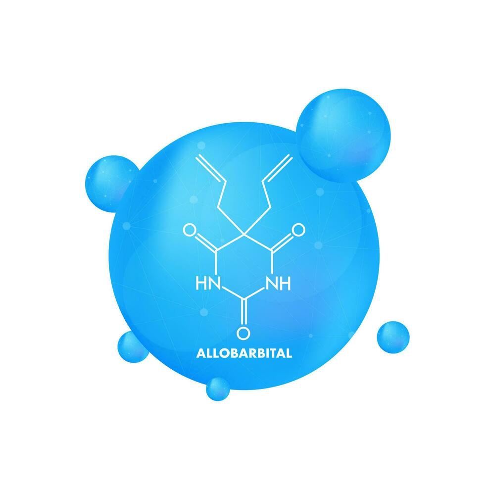 allobarbital kemisk formel. illustration för medicinsk design. molekyl strukturera. vektor