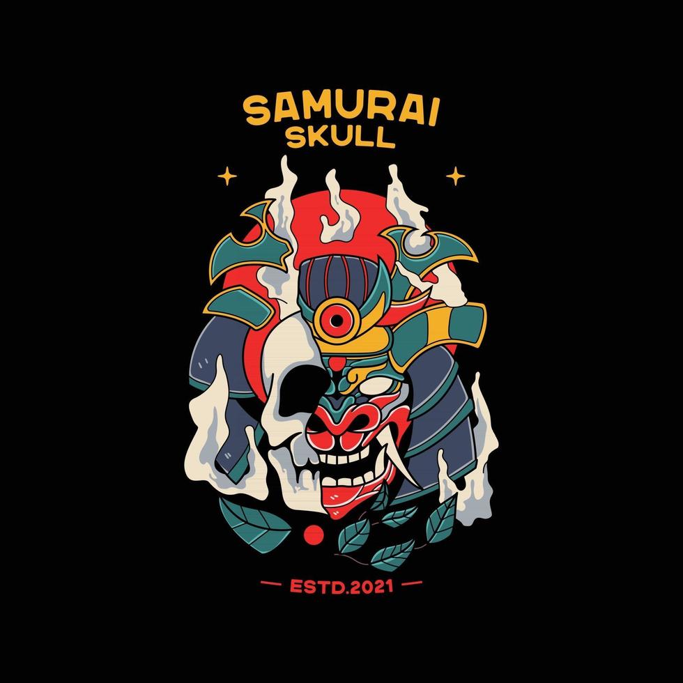 Samurai Helm Illustrationen mit Totenkopf vektor