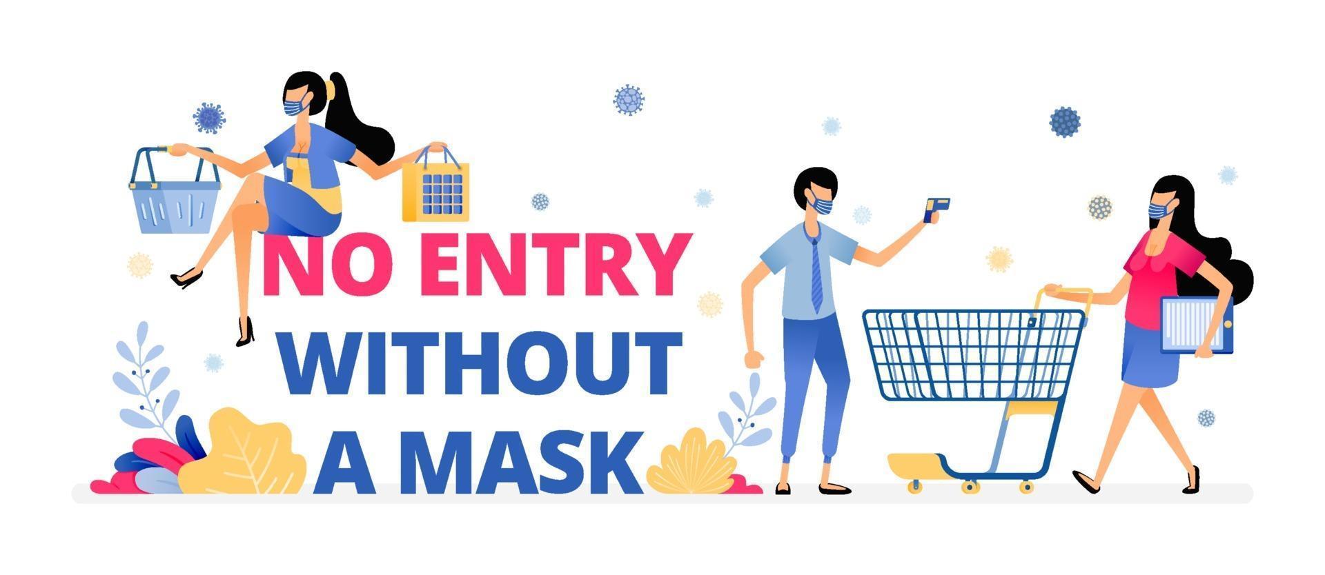 obligatoriskt varningsskylt för att bära en mask på marknaden och köpcentrum vektor