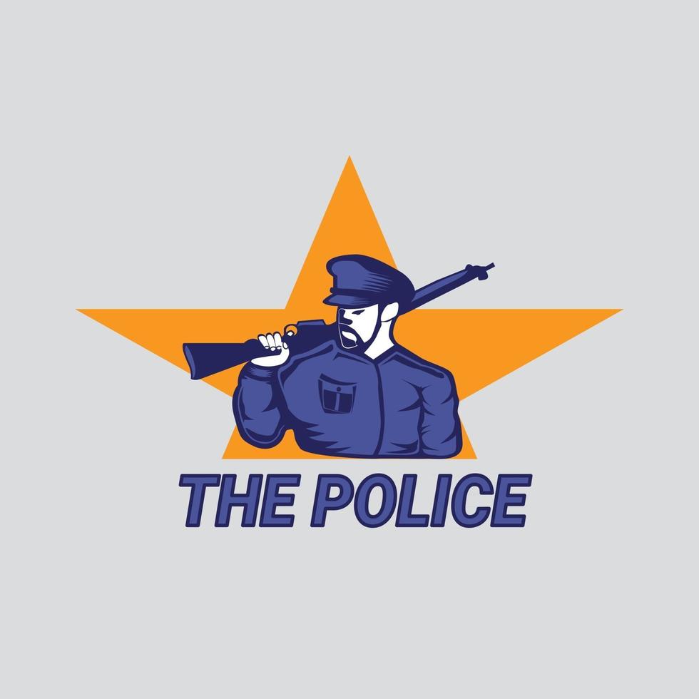 polisen med lång pistolillustration för maskot eller t-shirt design vektor