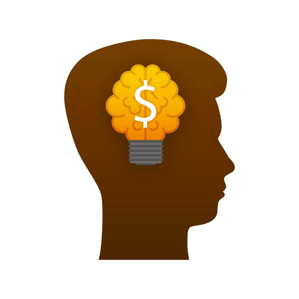 abstrakt ikon med guld pengar hjärna på ljus bakgrund. artificiell intelligens vektor