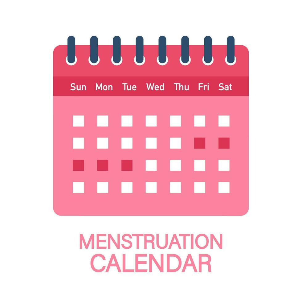 menstruation kalender på vit bakgrund för medicinsk design. personlig hygien. en gång i månaden kalender. vektor stock illustration