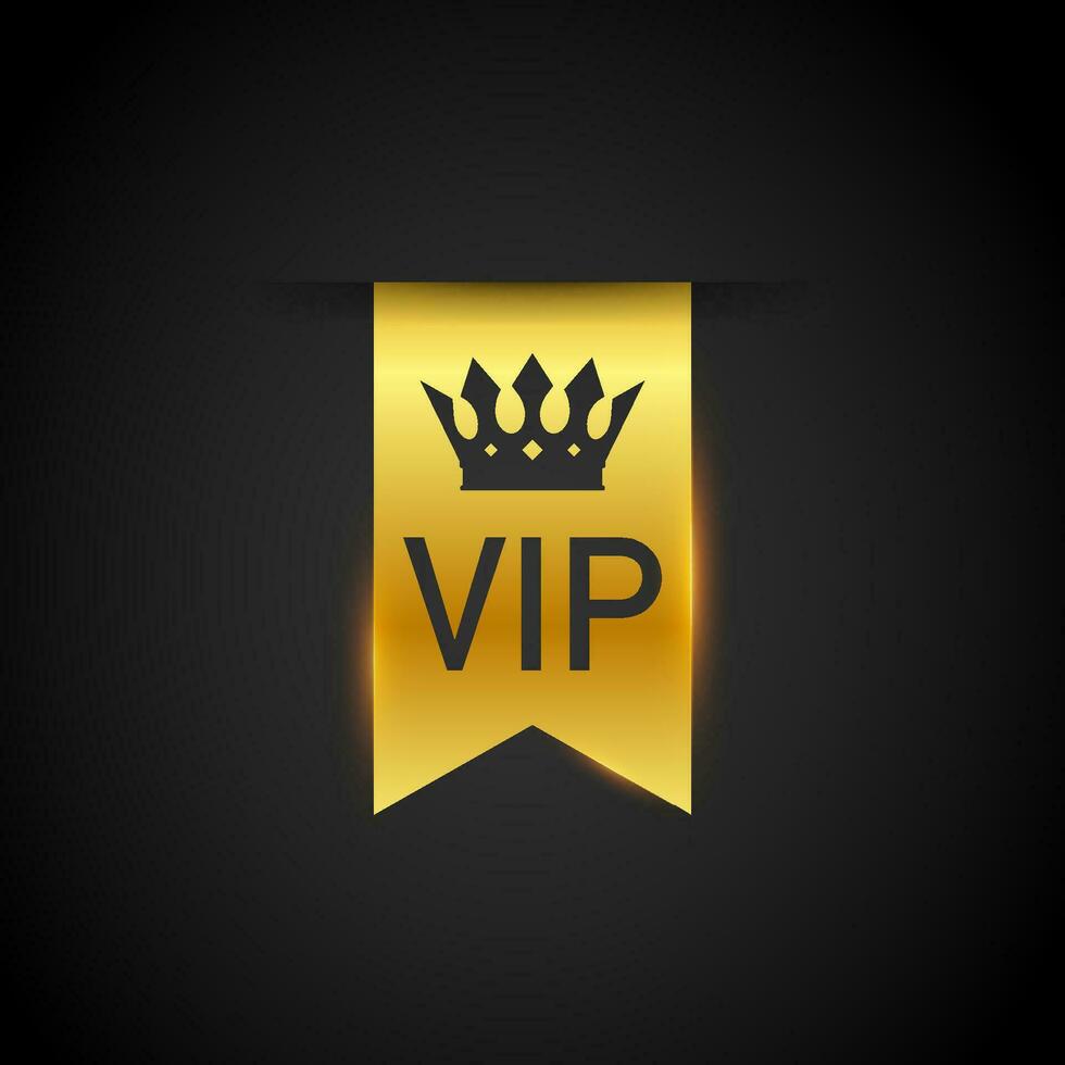 Gold vip Verein Etikette auf schwarz Hintergrund. Vektor Lager Illustration.