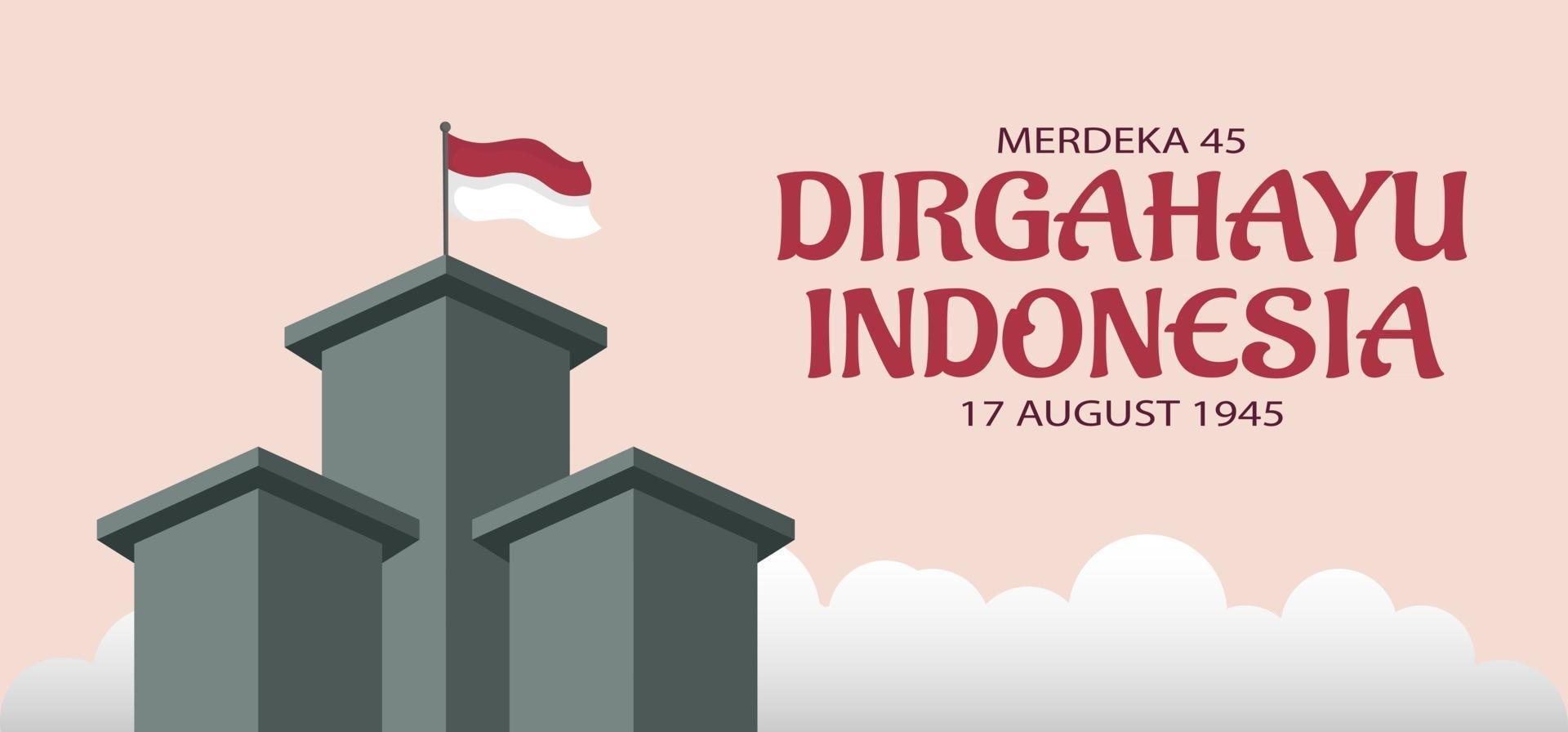 indonesien självständighetsdagen landskap banner design. vektor