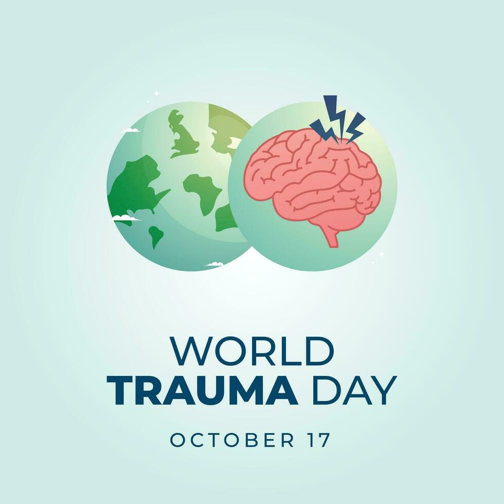 värld trauma dag design mall Bra för firande användande. hjärna vektor illustration. hjärna bild. platt design. vektor eps 10.