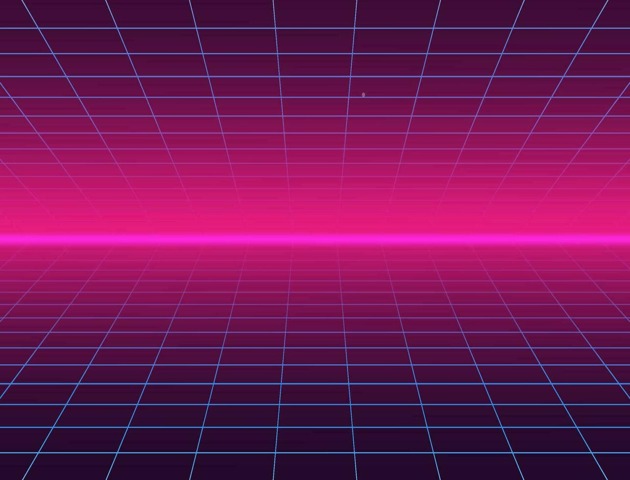 trogen landskap med styled laser rutnät. neon retrovåg. vektor stock illustration.