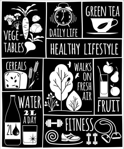 Vektor illustration av hälsosam livsstil.