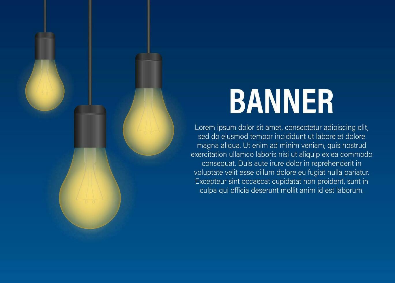 realistisch transparent Licht Birne Banner. Vektor Lager Illustration