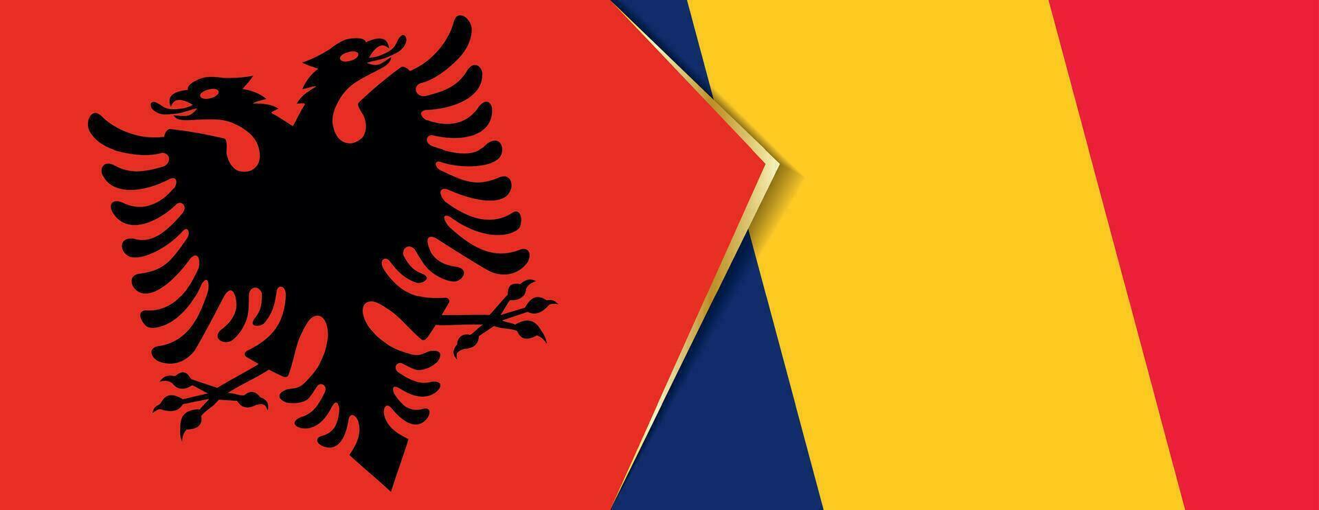 albania och chad flaggor, två vektor flaggor.